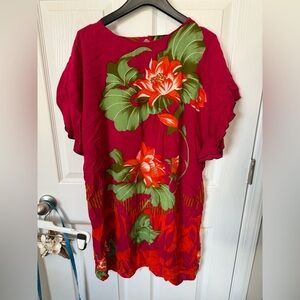 Vintage Elok Dress Floral Red Batik Muumuu MUMU Resort Bali Tulum Indonesia